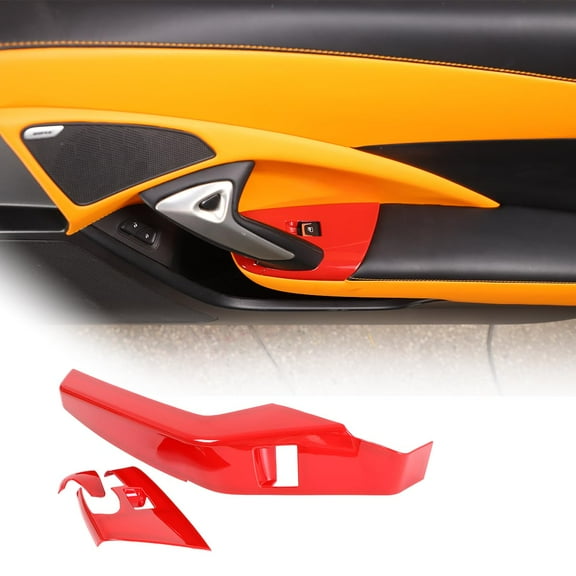 TINKI ABS Interior Door Armrest Window Switch Panel Cover Trim for Chevrolet Corvette C7 2014-2019 Car Window Lift Trim Switch Panel Decorations Accessories