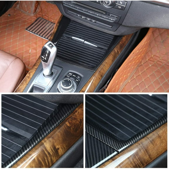 TINKI ABS Plastic Car Center Console Cup Holder Frame Sticker Trim for BMW X5 E70 X6 E71 2008-2013 Auto Accessories