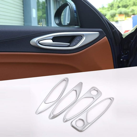 TINKI ABS Plastic Car Interior Door Handle Frame Cover Trim Sticker for Alfa Romeo Giulia 2017-2020 Auto Accessories (Carbon Fiber)