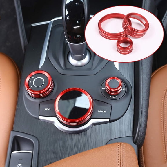 TINKI Aluminum Alloy Car Interior Center Console Multimedia Knob Ring Trim for Alfa Romeo Giulia Stelvio 2017-2020 Auto Accessories