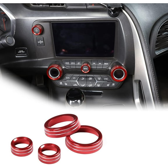 TINKI Aluminum Alloy for Chevrolet Corvette C7 2014-2019 Car Air Conditioner Volume Knob Cover Trim Car Accessories