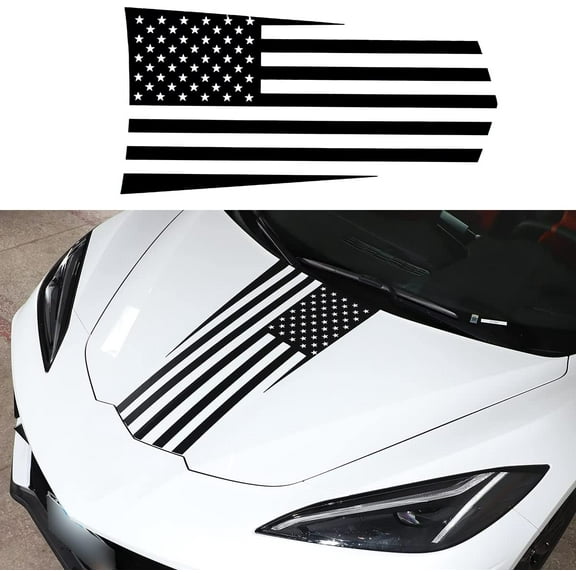 TINKI American Flag Hood Decals Compatible with Chevrolet Corvette C8 2020 2021 2022, Car Hood Decal Sticker, Auto Hood American Flag Sticker Accessories, 1PCS