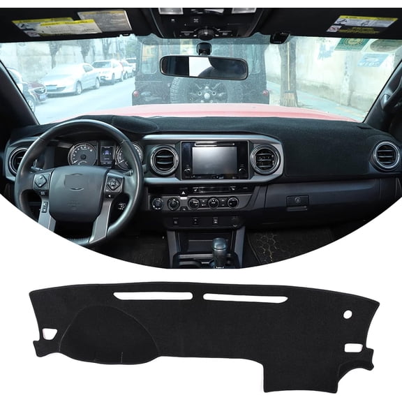 TINKI Black Car Polyester Non-slip Inner Look Central Console Dashboard Sun Mat Fit For TOYOTA Tacoma 2016 2017 2018 2019 2020 2021 2022