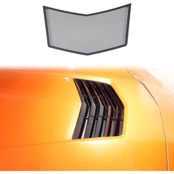 TINKI Black Metal Car Bonnet Air Intake Grille Protection Cover For Chevrolet Corvette C7 2014-2019 Engine Cover Air Intake Grille Anti-Blocking Cover Accessories