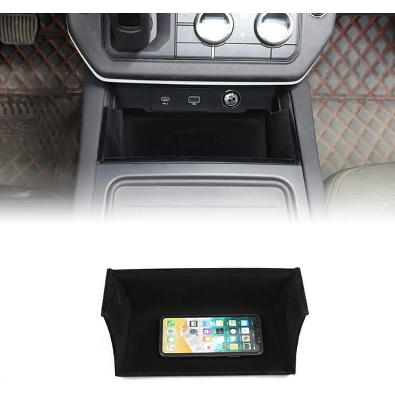 TINKI Car Center Console Gear Shift Storage Box for Land Rover Defender 110 2020 2021 2022 2023 ABS Plastic,Black