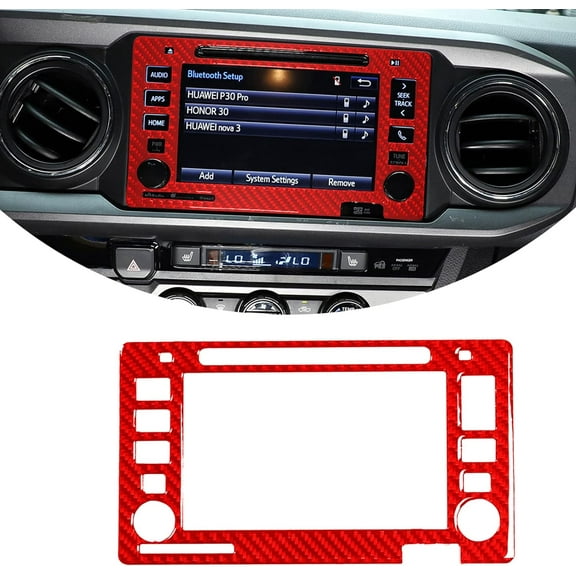 TINKI Car Central Navigation Screen Panel Cover Interior Sticker Soft Carbon Fiber for Toyota Tacoma 2016 2017 2018 2019 2020 2021 2022 2023