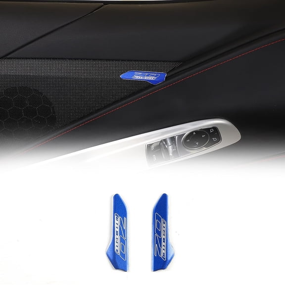 TINKI Car Door Speaker Badge (70th Anniversary Edition) Compatible with Chevrolet Corvette C8 Stingray 1LT 2020-2023 Aluminum Alloy Black 2PCS Inner Door Panel Emblems Trim Accessories