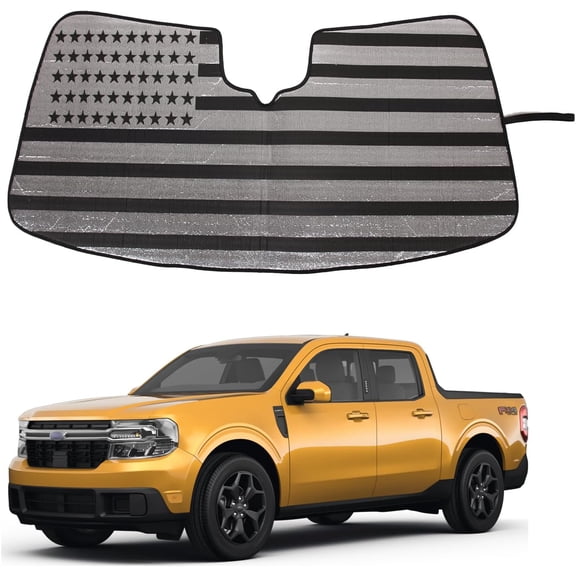 TINKI Car Front Windshield Sunshade for Ford Maverick 2022-2023_, Front Window Sun Shade, Foldable Reflective Sun Visor, Screen Shield Cover UV Blocker Protector HeatShield_US Flag