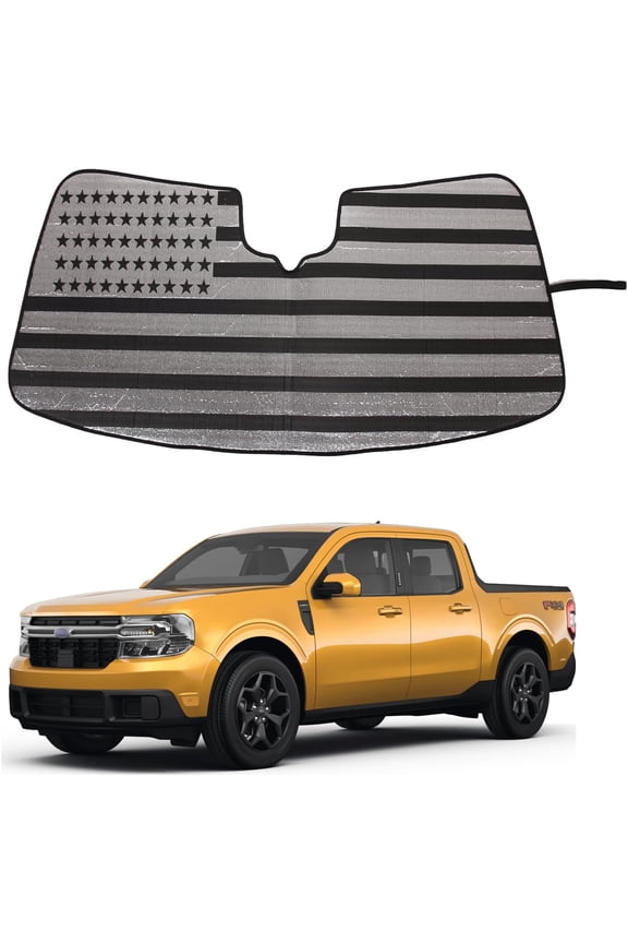 Car Front Windshield Sunshade for Ford Maverick 2022-2023_, Front Window Sun Shade, Foldable Reflective Sun Visor, Screen Shield Cover UV Blocker Protector HeatShield_US Flag