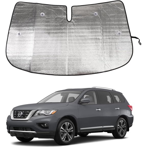 TINKI Car Front Windshield Sunshade for Nissan Pathfinder 2013-2018, Front Window Sun Shade, Foldable Reflective Sun Visor, Screen Shield Cover UV Blocker Protector HeatShield