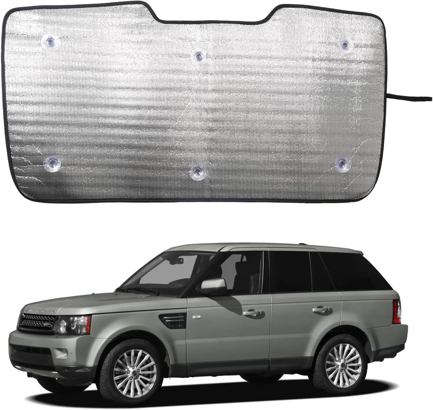 Superman Silver Shield Car Windshield Sun Shade - Black, Folding Sunshield For Front Window