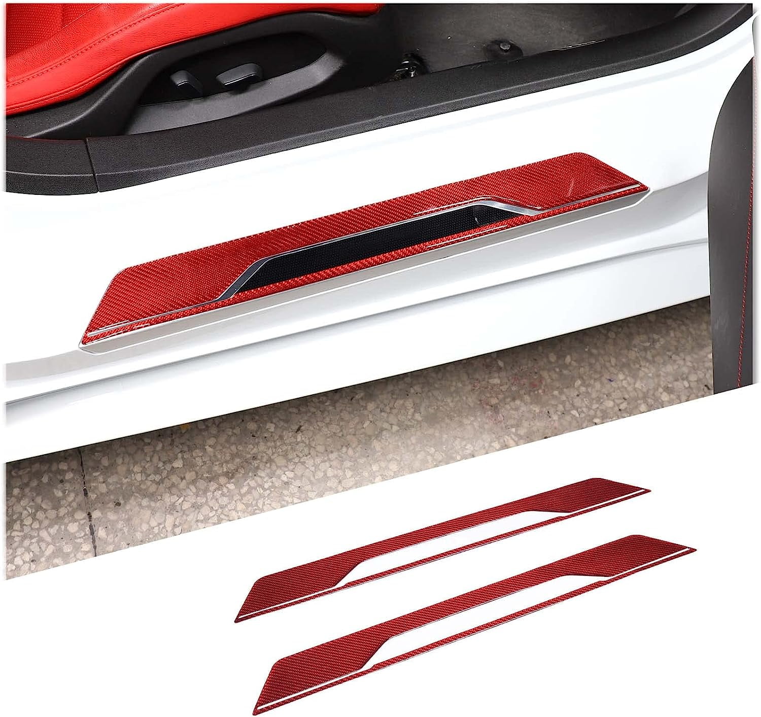NEW Car Accessories Door Sill Scuff Plate Protector Guard Carbon Fiber  Stickers