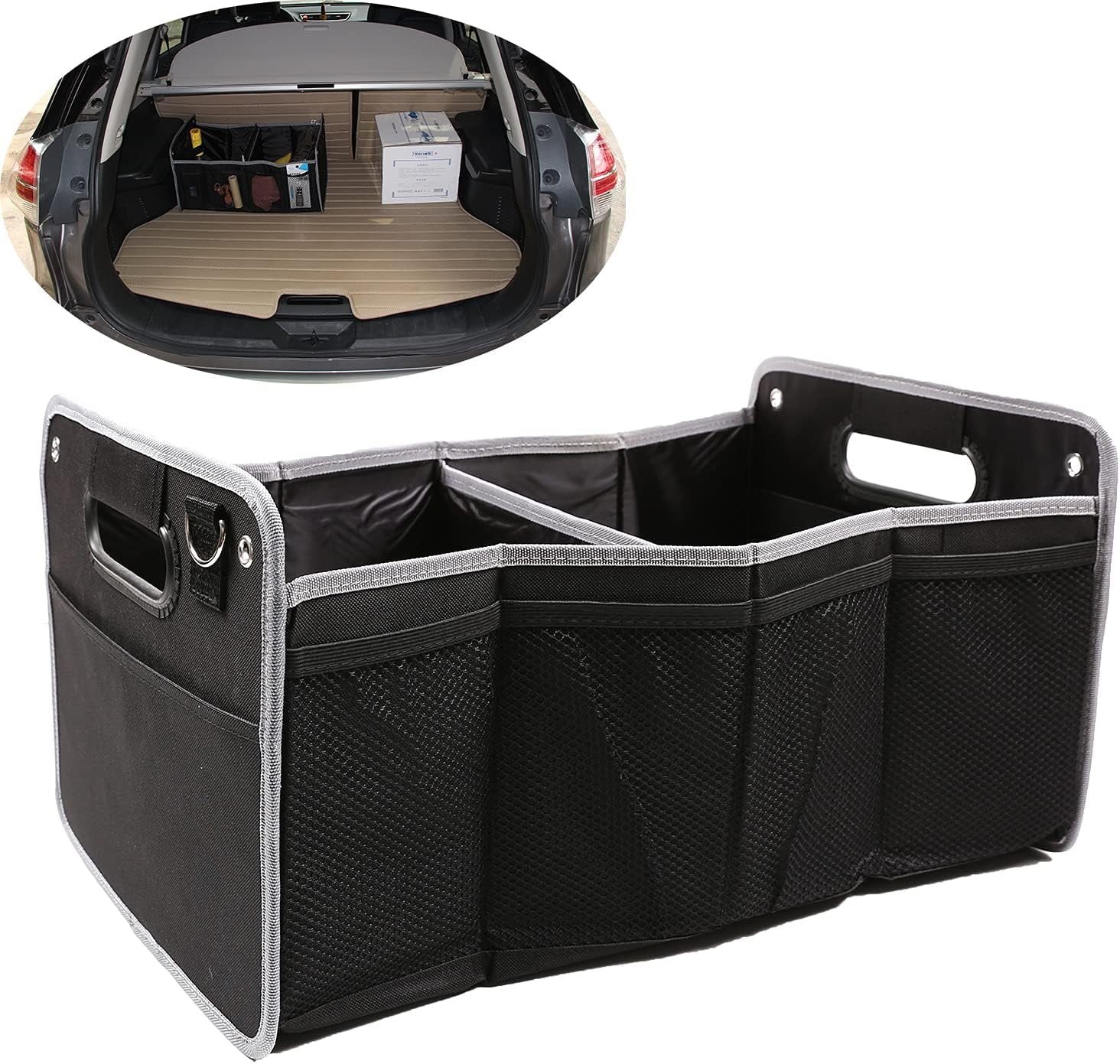 TINKI Car Trunk Organizer,Adjustable Securing Straps, Collapsible Multi