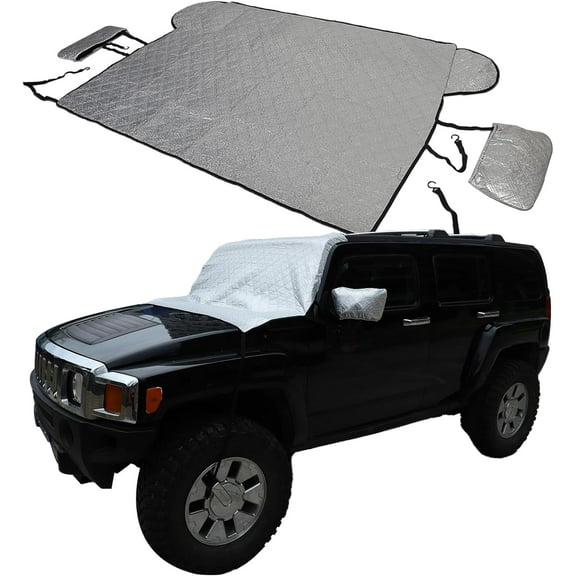 TINKI Car Windshield Snow Cover Compatible with Hummer H3 2005-2009, with 4 Layers Protection, Frost Ice Removal Sun Shade for Winter Protection