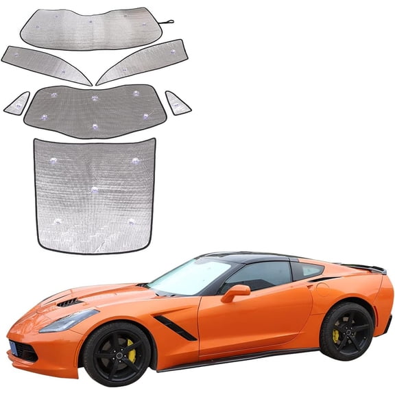 TINKI Car Windshield Sunshade, Car Sun Shade Full Rear Window Shades for Chevrolet Corvette C7 2014-2019, UV Rays Sun Visor Protector