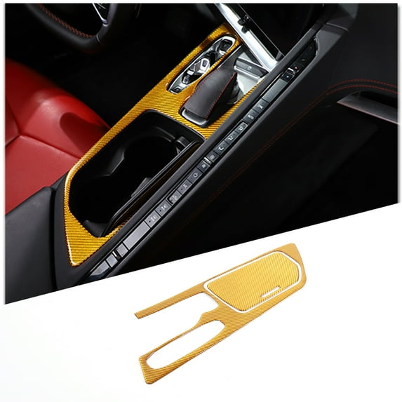 TINKI Carbon Fiber Center Console Panel Trim Sticker Compatible with Chevrolet Corvette C8 2020-2023, Console Storage Box Panel Cover Sticker Accessories, 2PCS