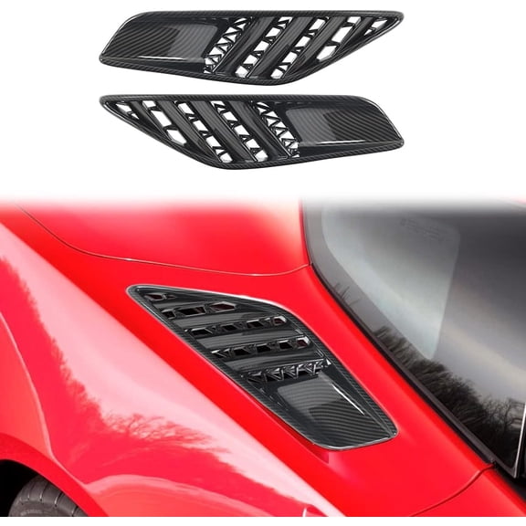 TINKI  Carbon Fiber Look Cover Trims Accessories Rear Side Body Vent for Chevrolet Corvette C7 2014-2019 Car Side Vent Intake Decor Accessories