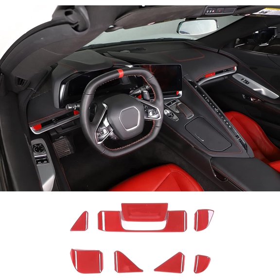TINKI Center Console Air Conditioner Vent Outlet Trim Cover Compatible with Chevrolet Corvette C8 Stingray 2020-2023, ABS Air Outlet Decorative Protection Accessories