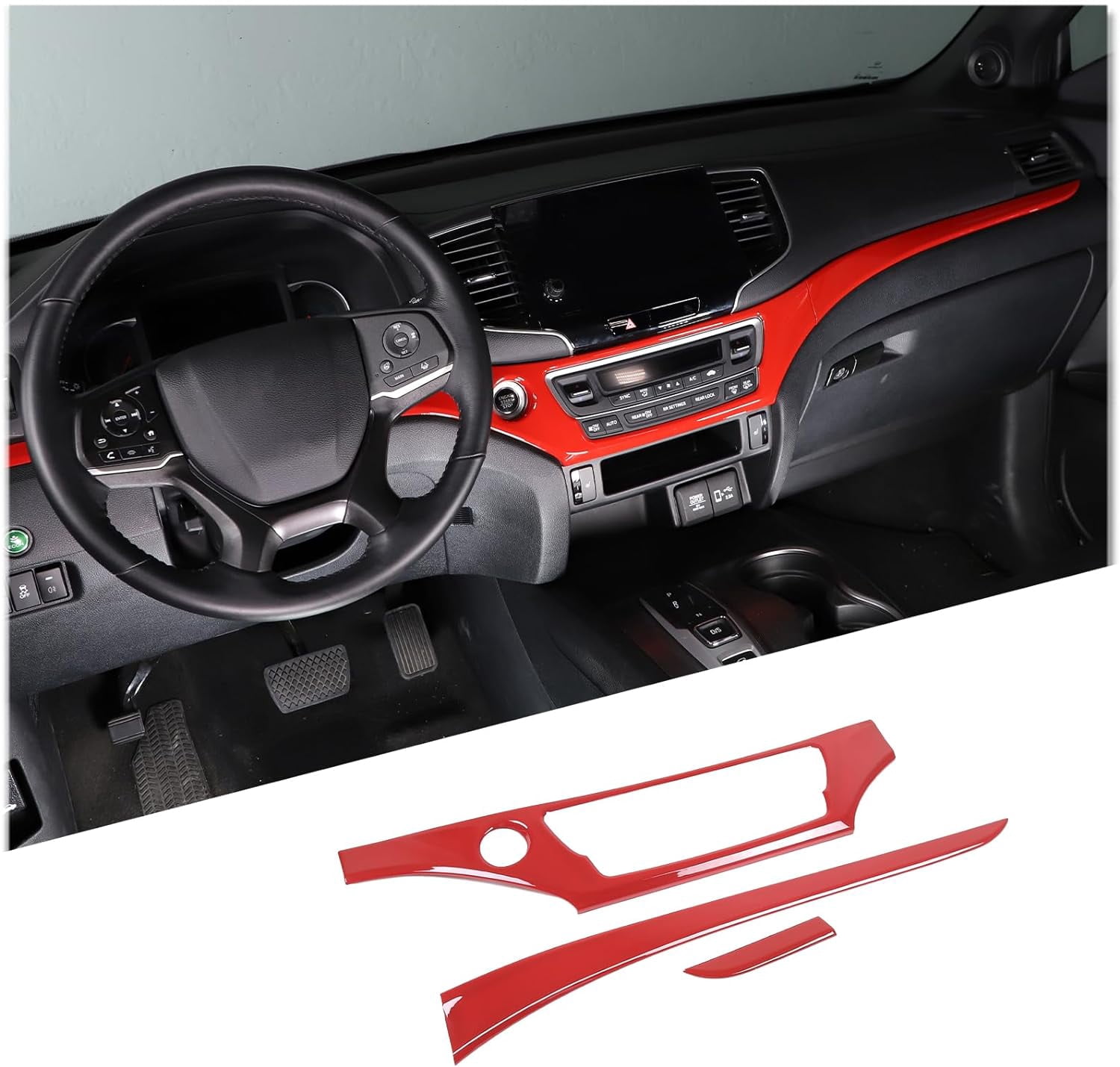 TINKI Center Console Dashboard Panel Strip Trim for Honda Pilot 2016-2022 Interior Decorative Cover Protector Accessories , ABS