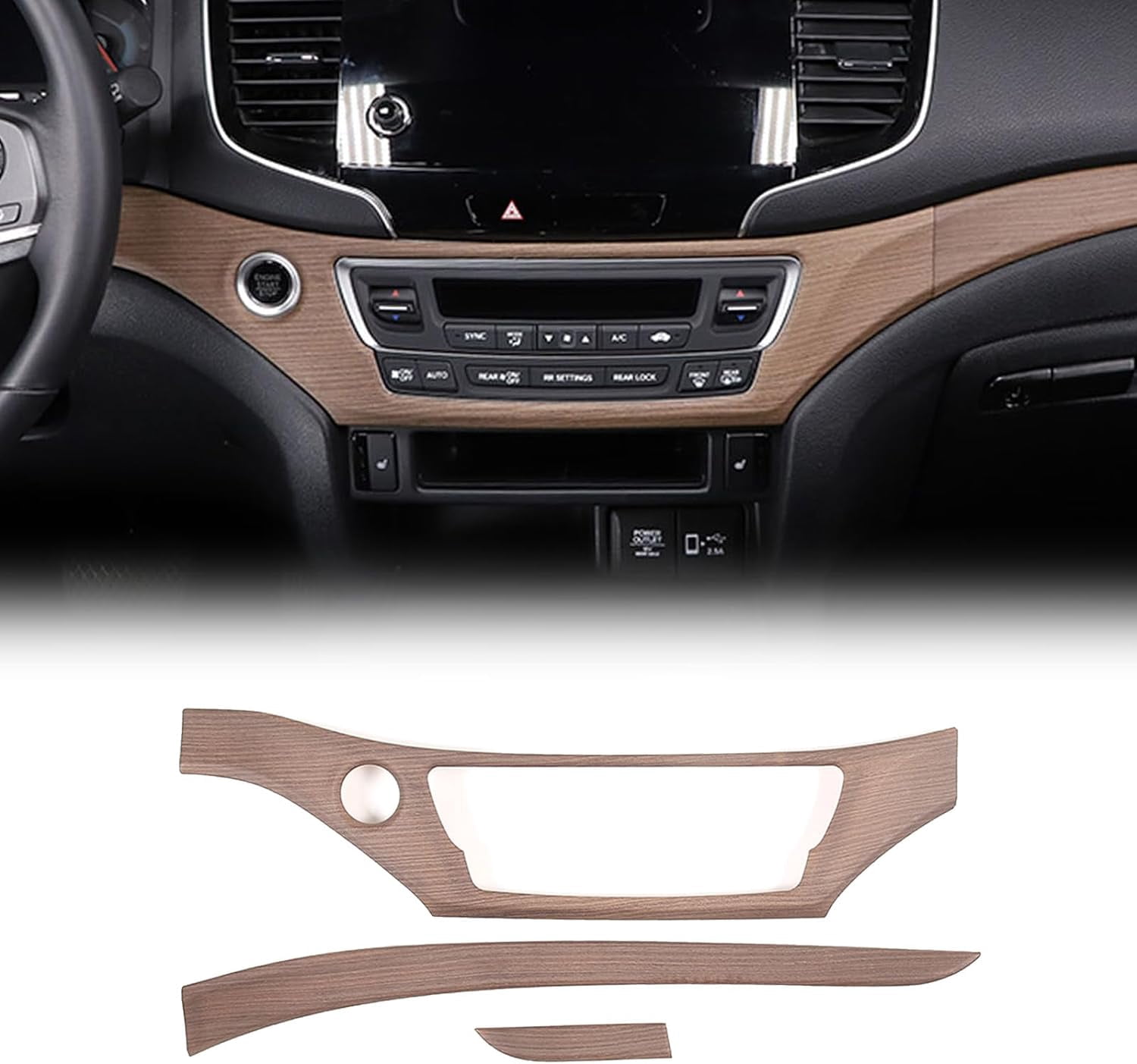 TINKI Center Console Dashboard Panel Strip Trim for Honda Pilot 2016-2022 Interior Decorative Cover Protector Accessories , ABS