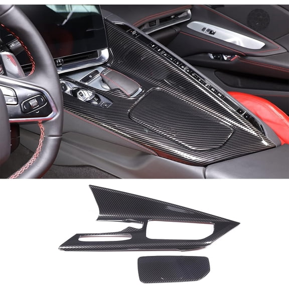 TINKI Center Console Panel Trim Compatible with Chevrolet Corvette C8 2020-2023, ABS Console Storage Box Panel Cover Gears Base Panel Cover Accessories