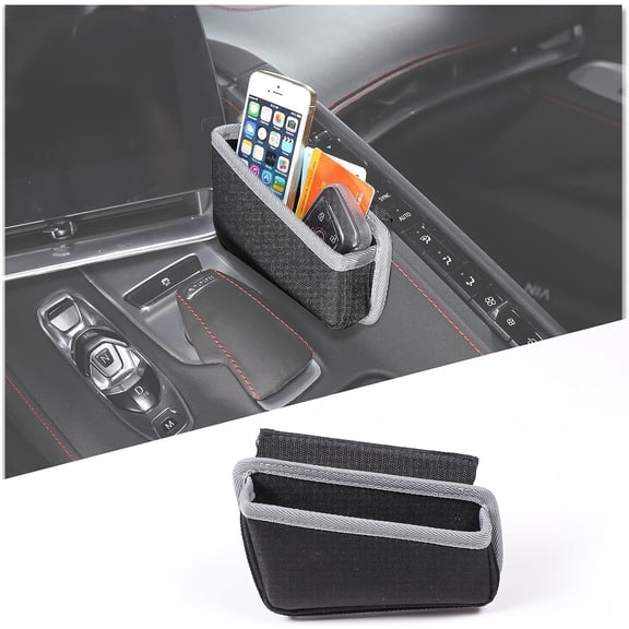 TINKI  Center Console Side Storage Bag Fit for Chevrolet Corvette C8 2020 2021 2022 2023, Co-Pilot Center Console Hanging Organizer Storage Bag, Interior Storage