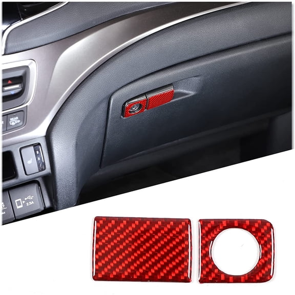 TINKI Compatible for Honda Pilot 2016-2022 Interior Accessories Carbon Fiber Center Consoles Cover Decals Protector Sticker, Soft Carbon Fiber, Red