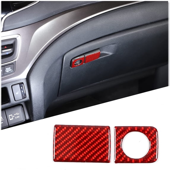 TINKI Compatible for Honda Pilot 2016-2022 Interior Accessories Carbon Fiber Center Consoles Cover Decals Protector Sticker, Soft Carbon Fiber, Red