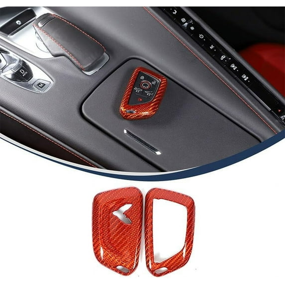 TINKI Corvette C8 Real Carbon Fiber Key Fob Case Cover Compatible with Corvette C8 Stingray 2020-2024,Car Smart Remote Key Fob Cover Case Protection Shell Accessories