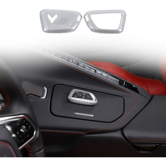 TINKI Corvette C8 Real Carbon Fiber Key Fob Case Cover Compatible with Corvette C8 Stingray 2020-2024,Car Smart Remote Key Fob Cover Case Protection Shell Accessories