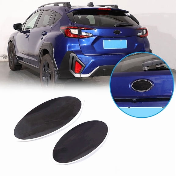 TINKI Dark Smoke Pre-Cut Front & Rear Emblem Light Tint Overlays Compatible with Subaru Crosstrek 2024+ 2PCS Car Logo Lamp Protective Vinyl Film