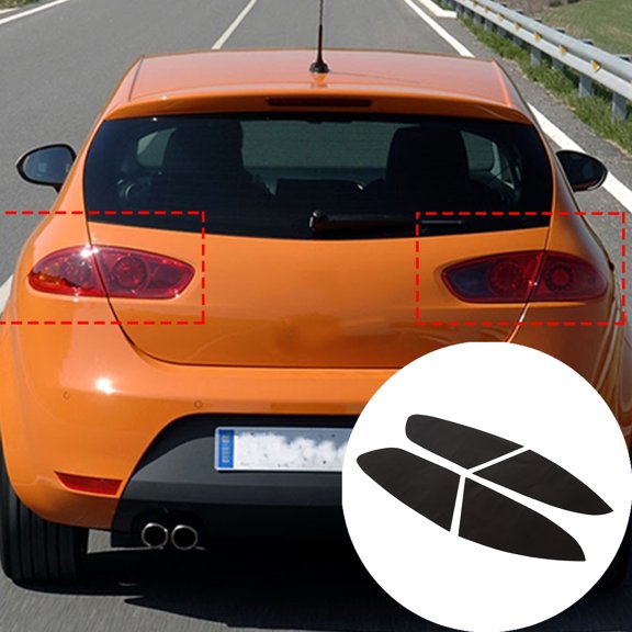 TINKI Dark Smoke Pre-Cut Rear Taillight Tint Overlays Compatible with SEAT Leon 2008-2012 4PCS Car Lamp Protective Vinyl Film