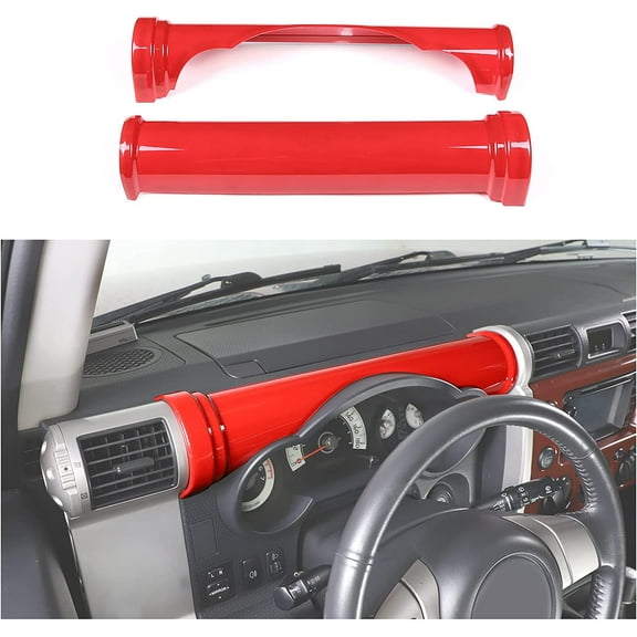 TINKI Dashboard Center Console Trim Cover Compatible with Toyota FJ Cruiser 2007-2021, ABS Dashboard Dial Panel Cylindrical Trim Frame Accessories, 2 PCS (Red)