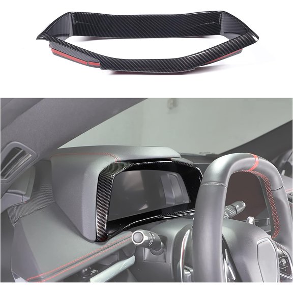 TINKI Dashboard Panel Trim Cover Frame Fit for Chevrolet Corvette C8 2020-2023, ABS Center Console Dash Board Trim Frame, Dial Dashboard Moulding Decorative Accessories