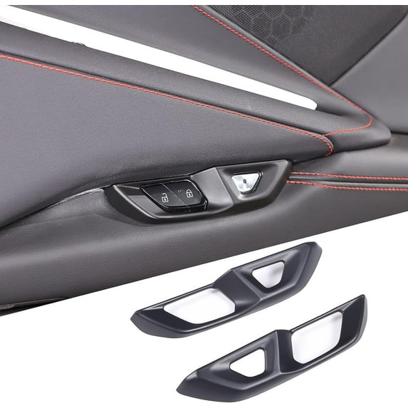 TINKI Door Lock Switch Button Cover Trims Compatible with Chevrolet Corvette C8 2020-2023, ABS Inner Door Handle Cover Accessories