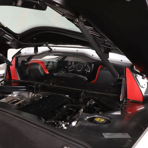 TINKI Engine Bay Front Panel Trim Cover Compatible with Chevrolet Corvette C8 2020-2023, Stainless Engine Compartment Front Wall Decorative Cover Accessories