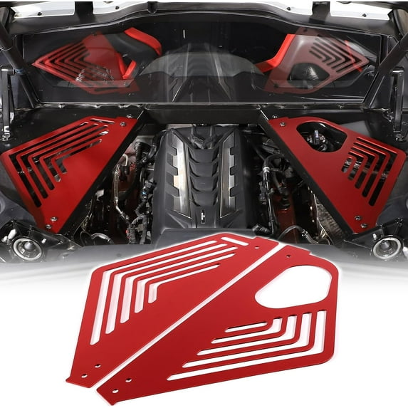 TINKI Engine Bay Panel Cover Compatible with Chevrolet Corvette C8 2020-2023, Aluminum Alloy Rear Engine Covers Left Right Engine Case Guards Protector