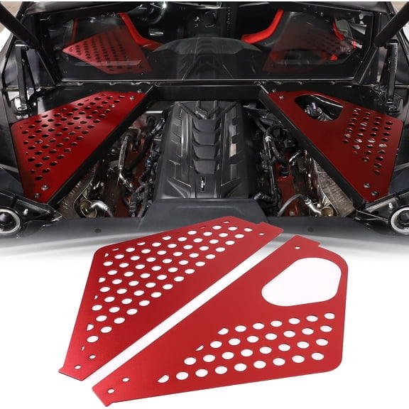 TINKI Engine Bay Panel Cover Compatible with Chevrolet Corvette C8 2020-2023, Aluminum Alloy Rear Engine Covers Left Right Engine Case Guards Protector