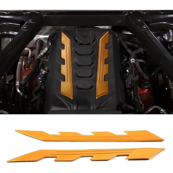 TINKI Engine Bay Panel Logo Trim Strip Compatible with Chevrolet Corvette C8 2020-2023, Aluminum Engine Compartment Left Right Panel Decoration Strip Sticker, 2PCS