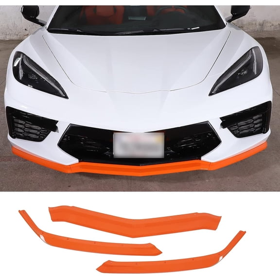TINKI Front Bumper Lip Splitter Replacement Kit Compatible with Chevrolet Corvette C8 2020-2023, ABS Front Bumper Lip Chin Spoiler Decoration Accessories
