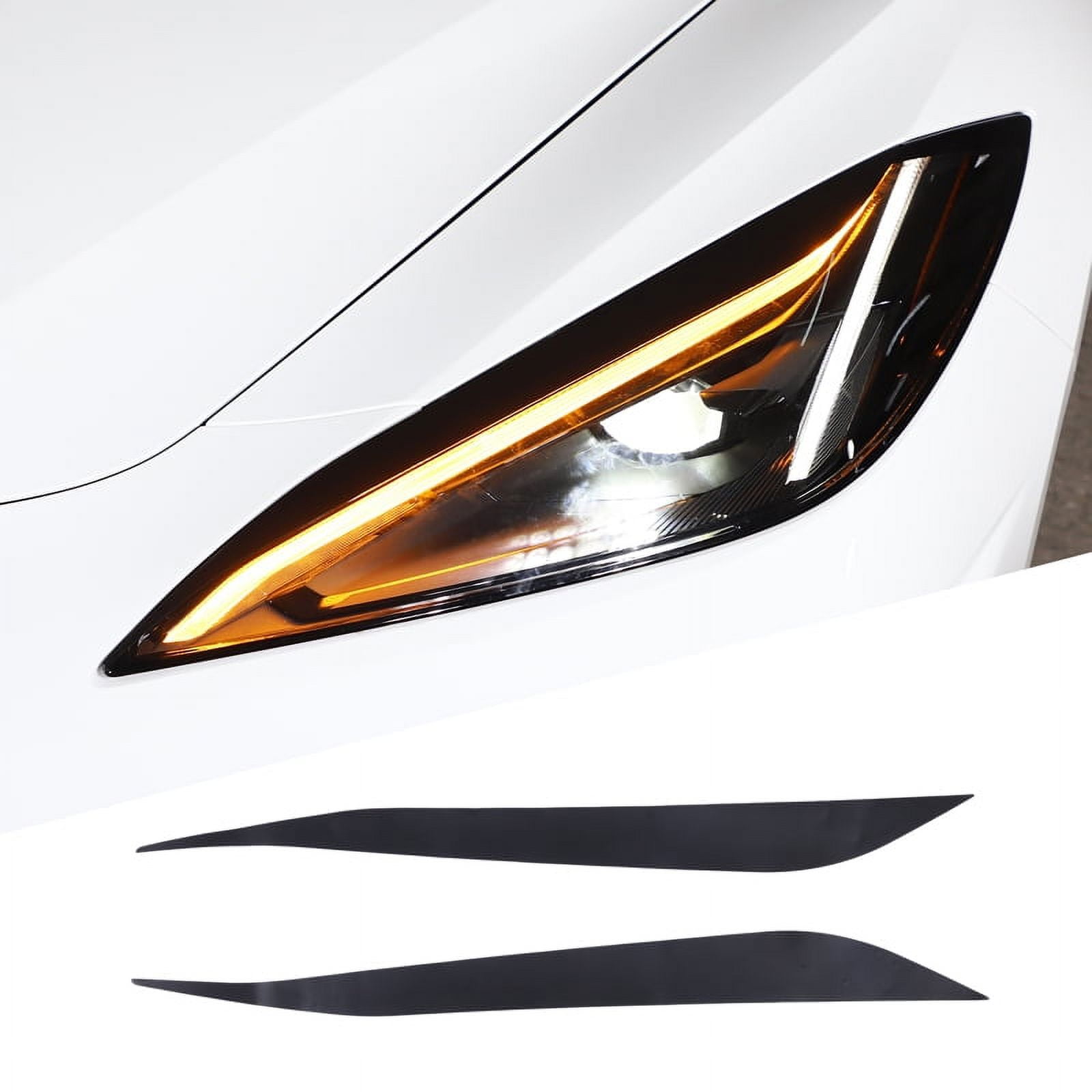 TINKI Front Headlight Eyebrow Panel Trim Decal Fit for Chevrolet Corvette C8 20202023, Car