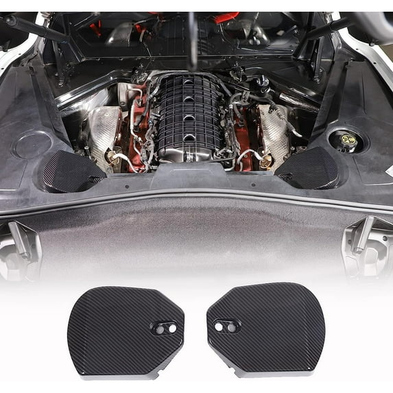 TINKI Front Strut Tower Cover Compatible with Chevrolet Corvette C8 Stingray 2020-2023, ABS Engine Bay Front Shock Absorbing Tower Protection Panel Cover Trim Accessories, 2PCS