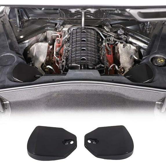 TINKI Front Strut Tower Cover Compatible with Chevrolet Corvette C8 Stingray 2020-2023, ABS Engine Bay Front Shock Absorbing Tower Protection Panel Cover Trim Accessories, 2PCS