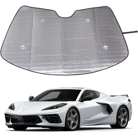 TINKI Front Windshield for Chevrolet Corvette C8 Stingray 2020-2023, Front Window Sun Shade, Foldable Reflective Sun Visor, Screen Shield Cover UV Blocker Protector HeatShield