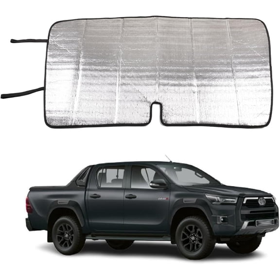 TINKI Front Windshield Sunshade for Toyota Hilux 2005-2021, Front Window Sun Shade, Foldable Reflective Sun Visor, Screen Shield Cover UV Blocker Protector HeatShield