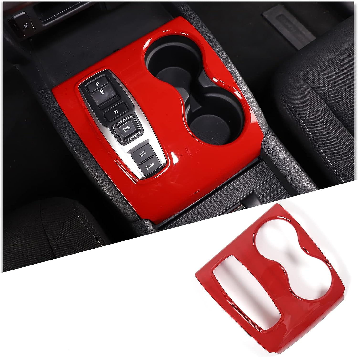 TINKI Gear Shift Panel Cover Trim for Honda Pilot 2016-2022/ Ridgeline 2020-2023/ Passport 2019-2023, ABS Automotive Center Consoles Cup Holder Cover Protector Accessories