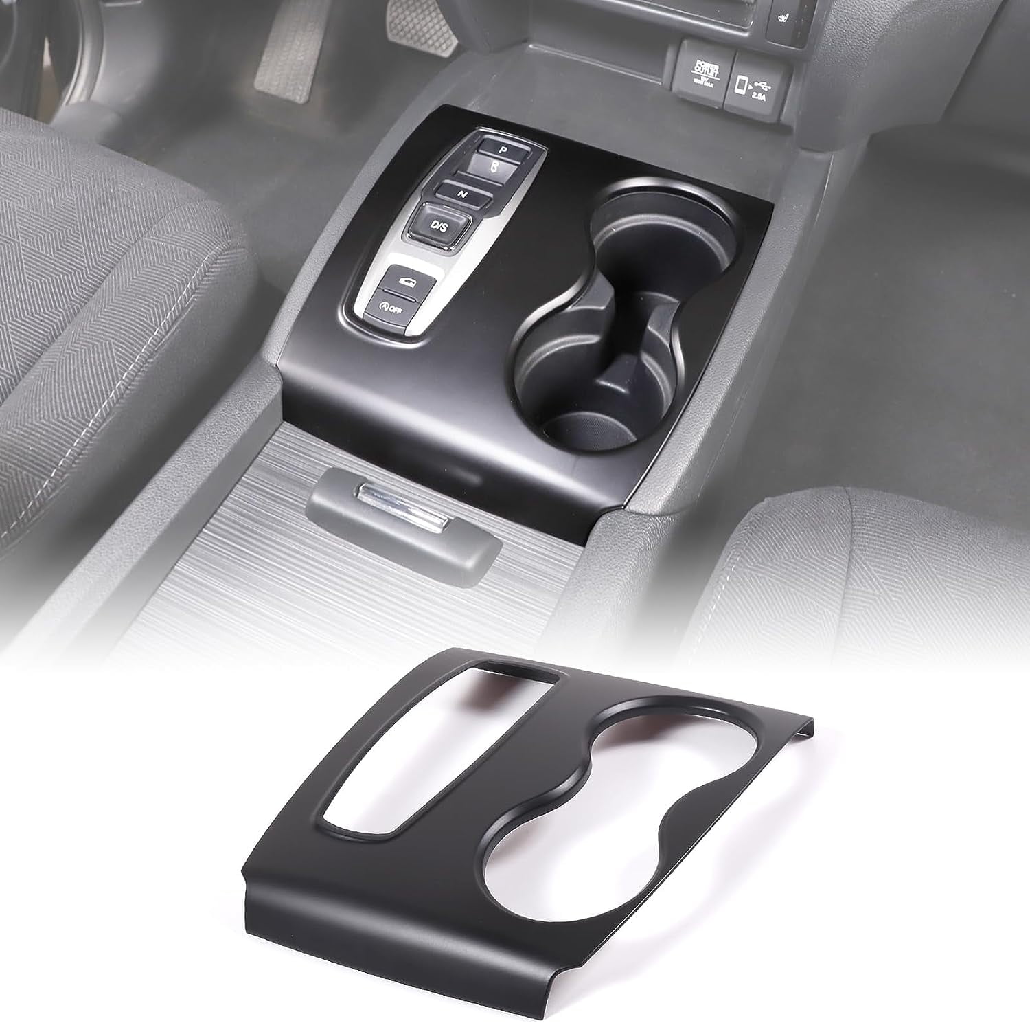 TINKI Gear Shift Panel Cover Trim for Honda Pilot 2016-2022/ Ridgeline 2020-2023/ Passport 2019-2023, ABS Automotive Center Consoles Cup Holder Cover Protector Accessories
