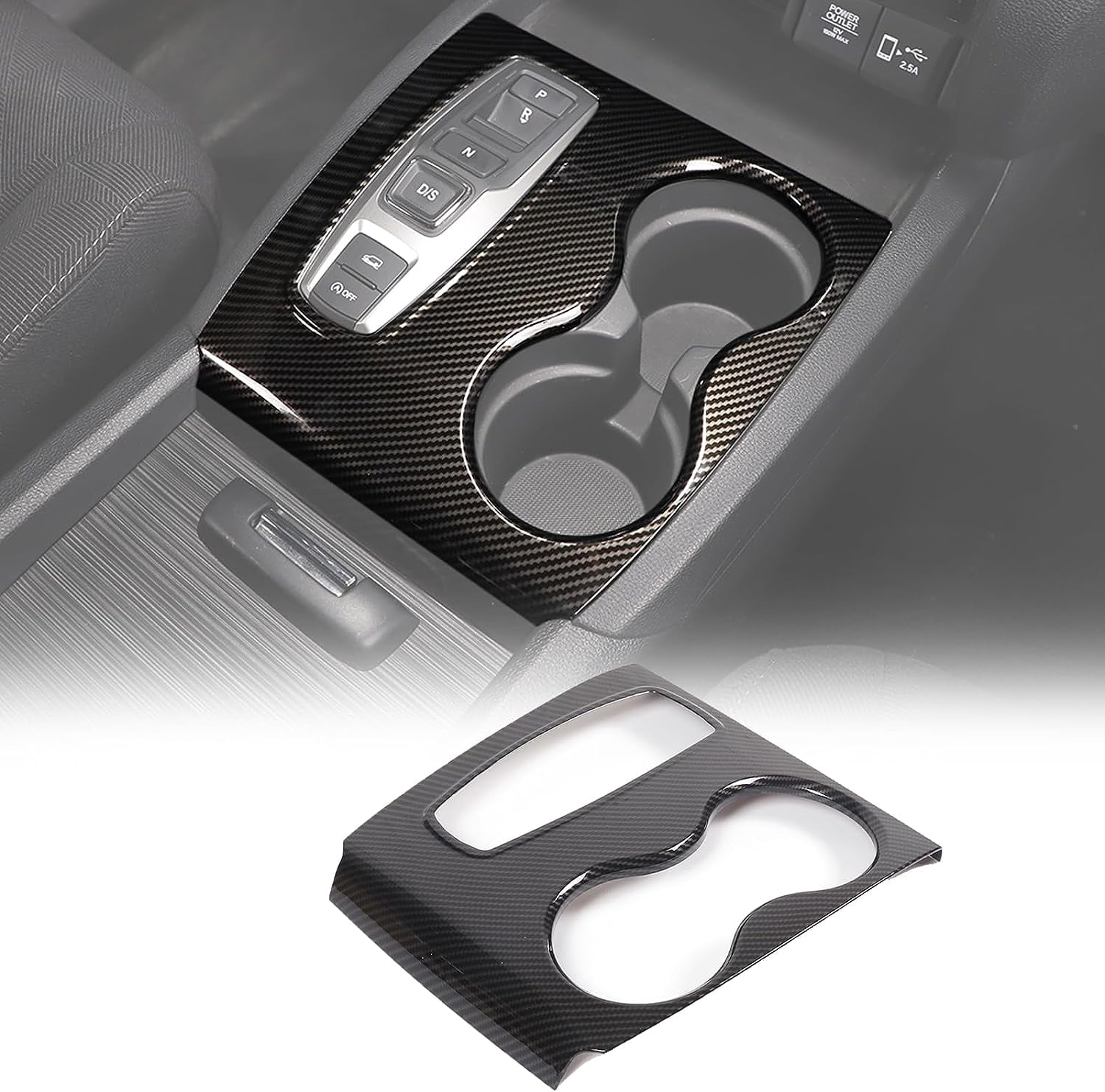 TINKI Gear Shift Panel Cover Trim for Honda Pilot 2016-2022/ Ridgeline 2020-2023/ Passport 2019-2023, ABS Automotive Center Consoles Cup Holder Cover Protector Accessories