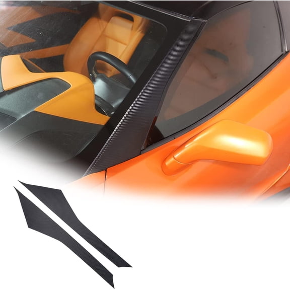 TINKI PVC Material Car Front Windshield Glass A-Pillar Trim Cover Sticker for Chevrolet Corvette C7 2014-2019 Exterior Molding Windshield Pillar Decal