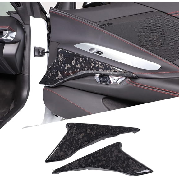 TINKI Real Carbon Fiber Car Side Door Panel Cover Compatible with Chevrolet Corvette C8 2020-2023, Door Lower Frame Cover Decoration, Inner Door Panel Trim